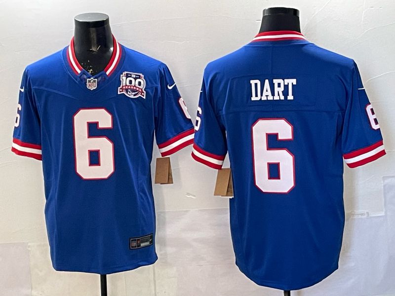 Men 2025 Nike New York Giants #6 Dart Blue 3th generation Thorwback Limited NFL Jersey 0011->new york giants->NFL Jersey